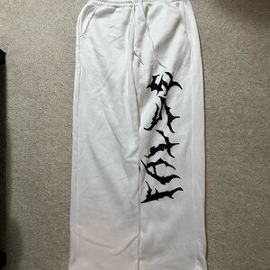 Y2K White Baggy Wide Leg Drawstring Sweatpants